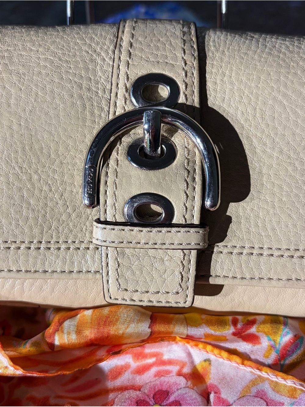 Vintage Coach Wallet featuring a Silver Buckle Magnetic Snap Closure